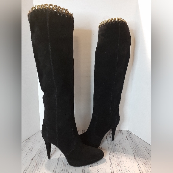 Sergio Rossi Chain Suede Boots - Picture 2 of 11
